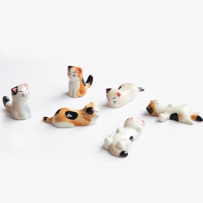Ceramic Cat Chopstick Holder Chopstick Holder Desktop Pen Holder Craft Decoration